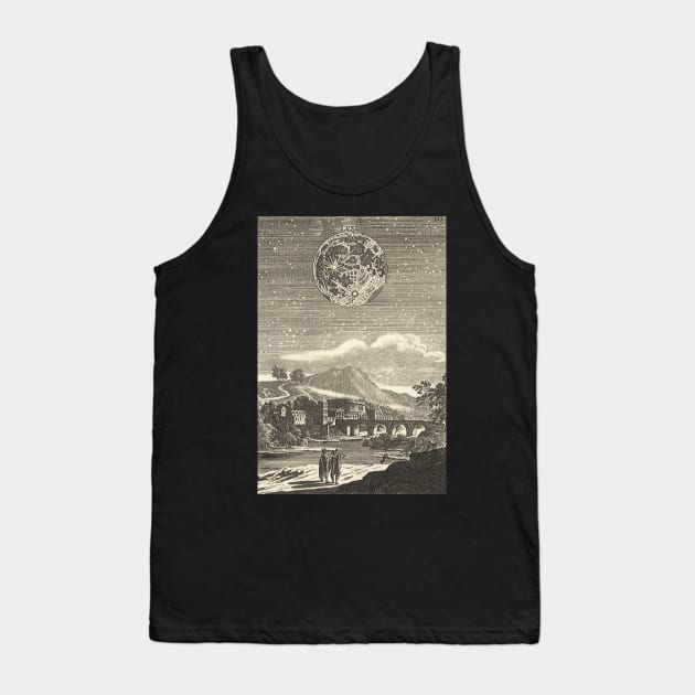 Antique Black and White Renaissance Era Moon by Allain Mallet Tank Top by MasterpieceCafe